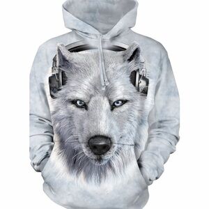 The Mountain Unisex Tie Dye White Wolf DJ Music Gamer Relax Sweater Hoodie SMALL